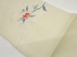 絽銀駒刺繍流水に花葉模様名古屋帯
